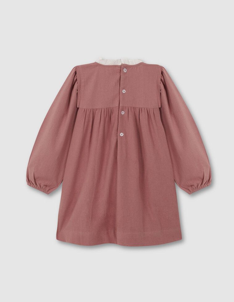 Vestido Con Bordados Rosa Viejo
