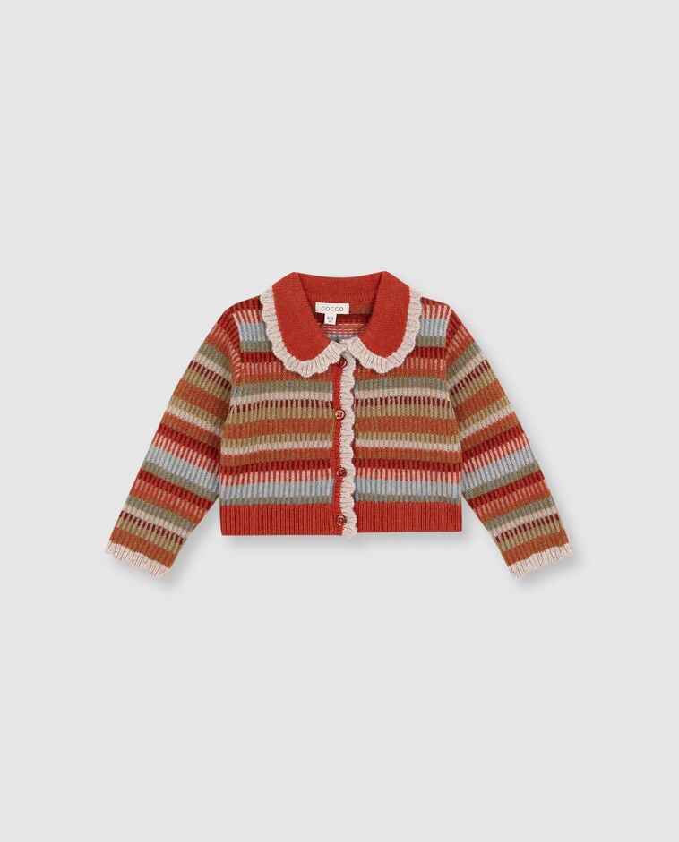 Chaqueta con motivos de jacquard y canal naranja beb&eacute;