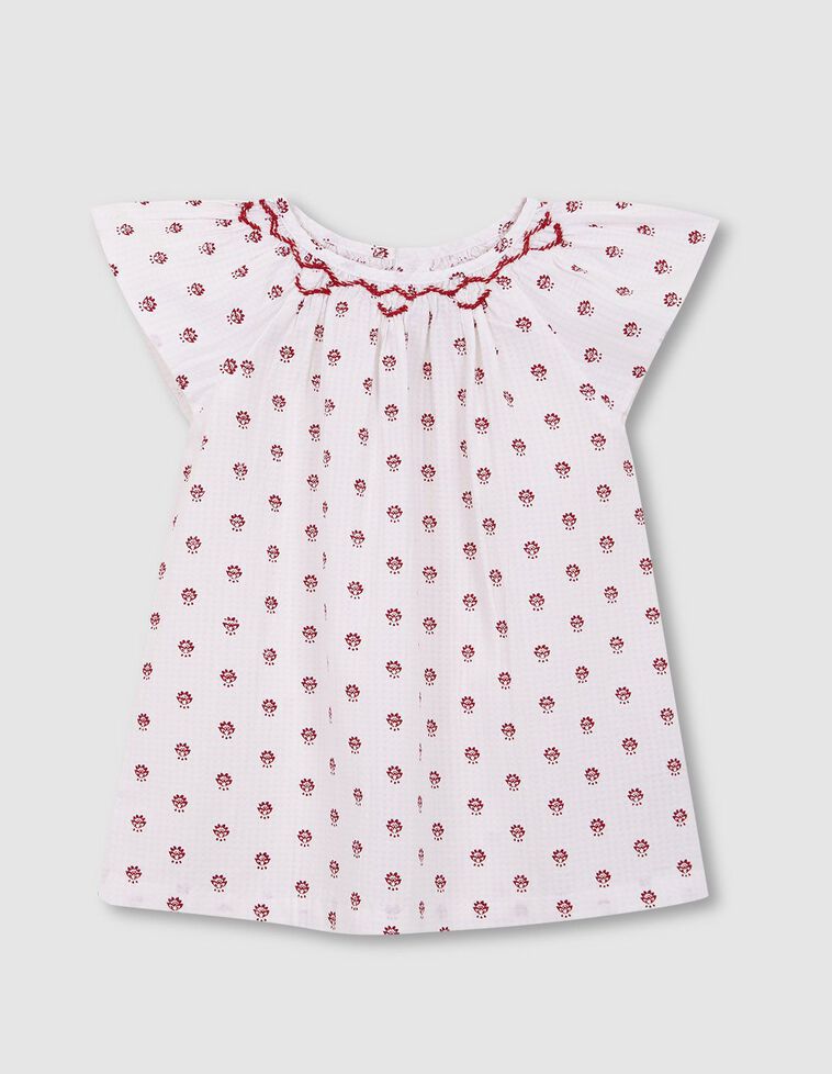 Blusa nido de abeja estampada blanco