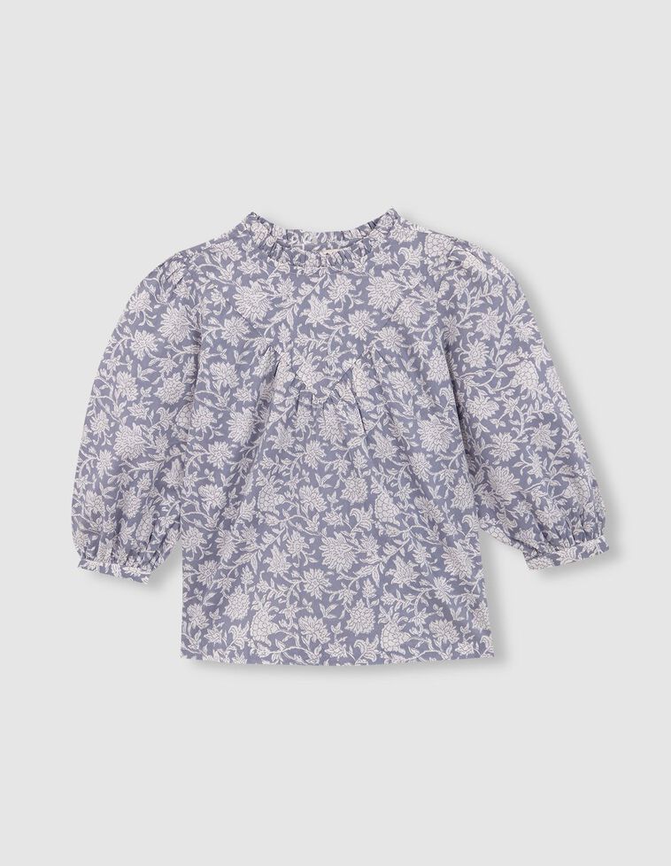 Blusa estampada bicolor azul claro