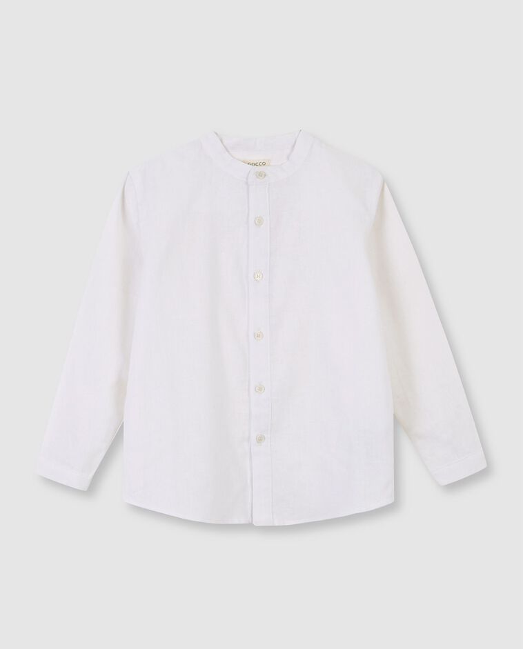 Camisa lino cuello mao lisa blanco