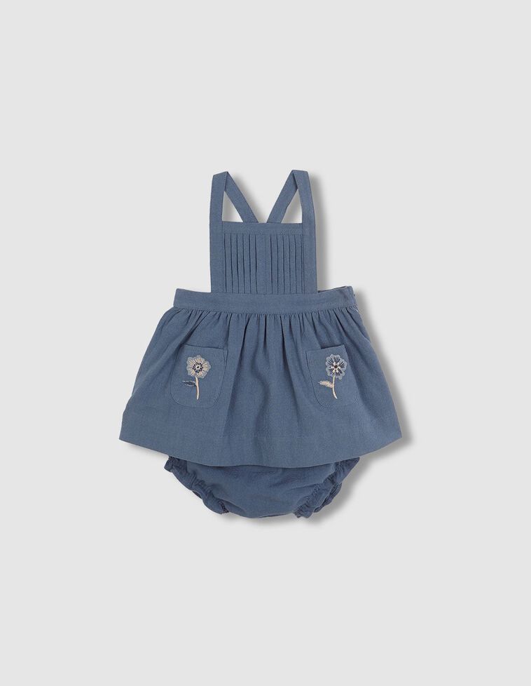 Pichi con jaretas y bolsillos bordados verde