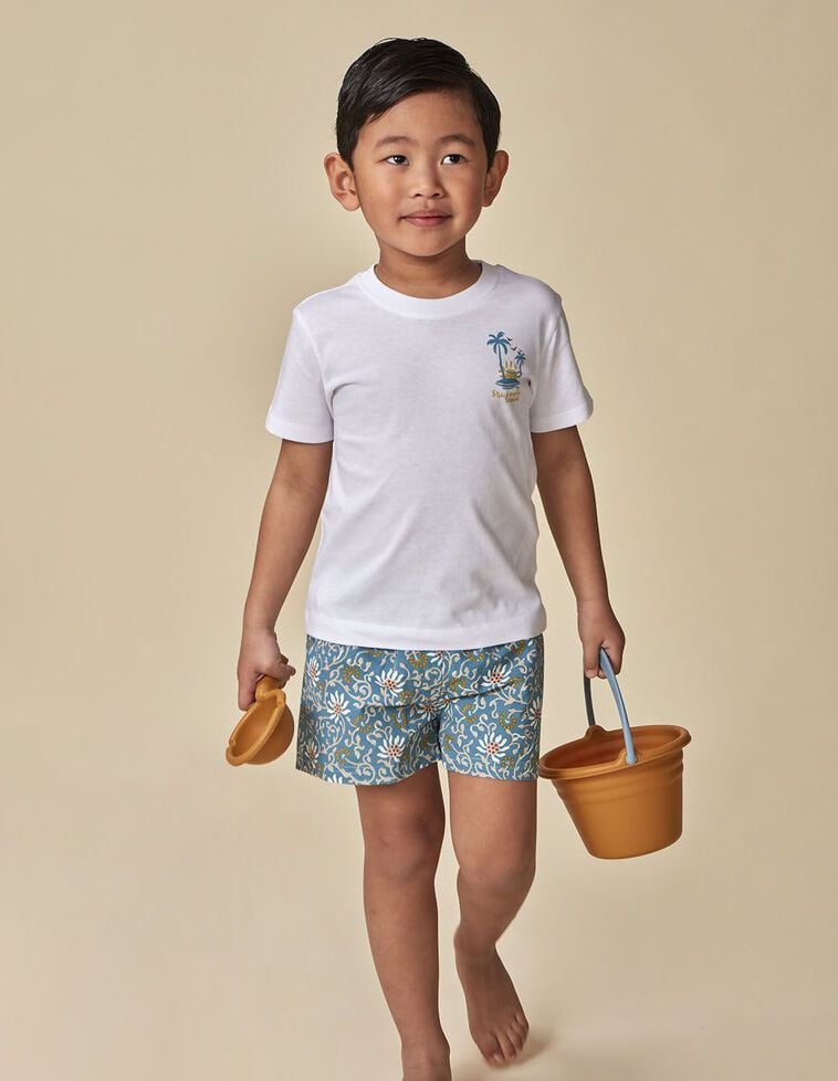 Camiseta blanca con estampado palmeras blanco