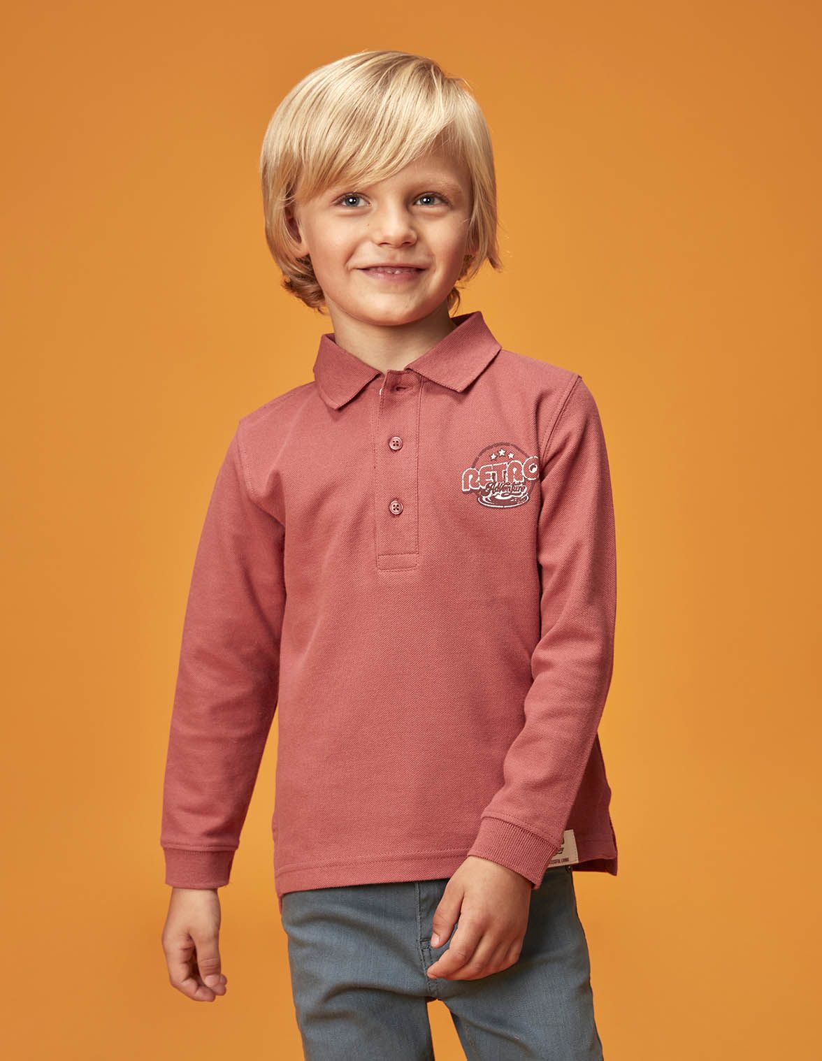 Polo retro rosa para nino infantil Gocco