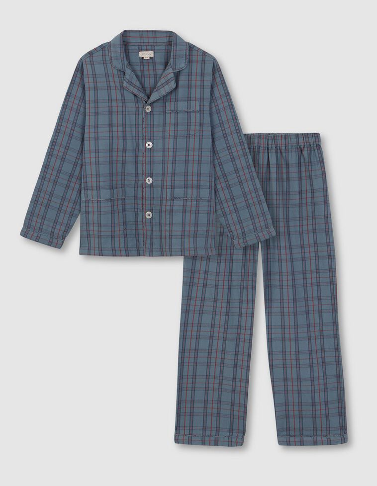 Pijama Cuadros Coral Oscuro