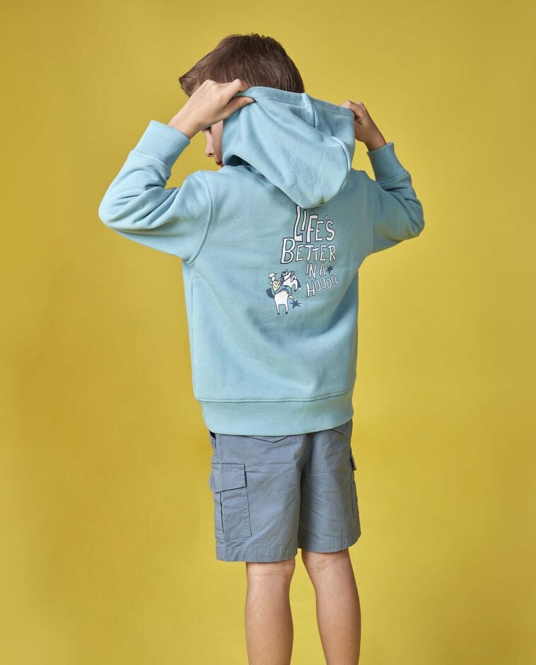 Sudadera mensaje azul claro