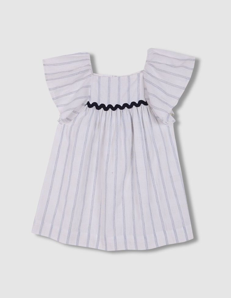 Vestido de rayas con detalle de ondas blanco