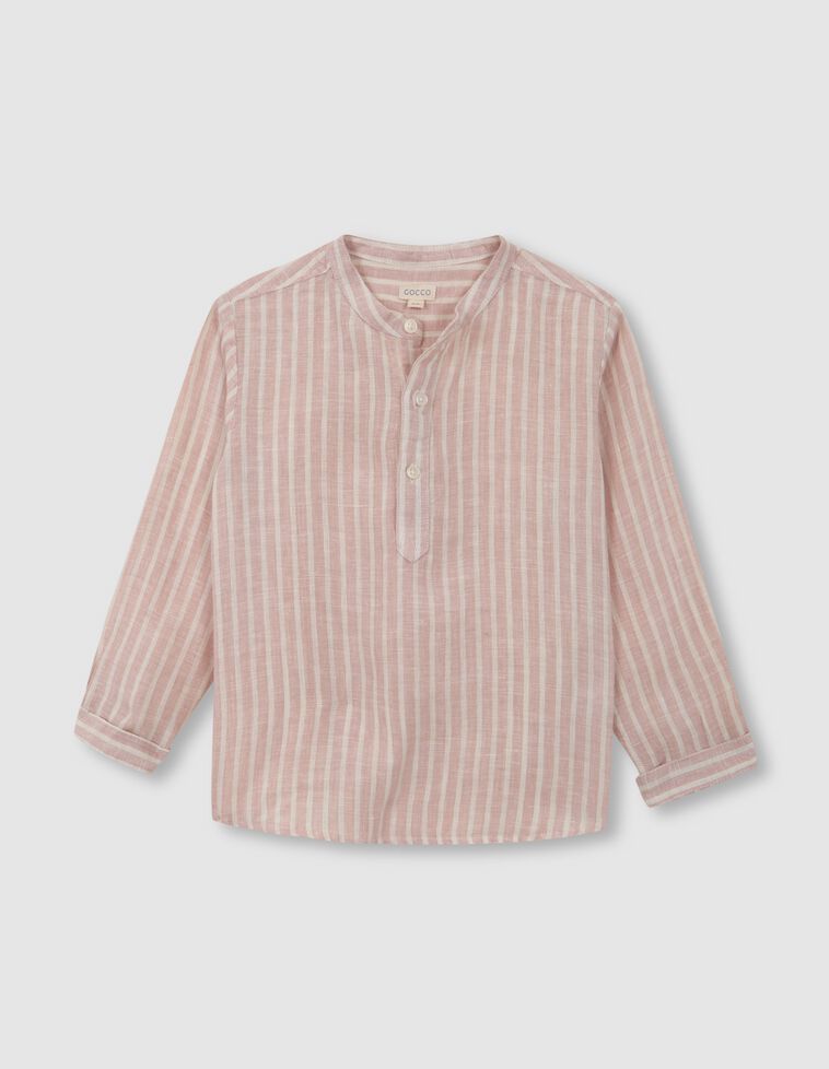 Camisa cuello mao rayas rosa