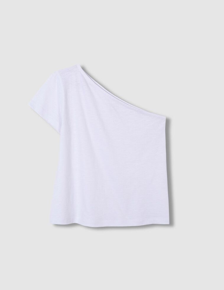 Camiseta de manga corta asimétrica blanca
