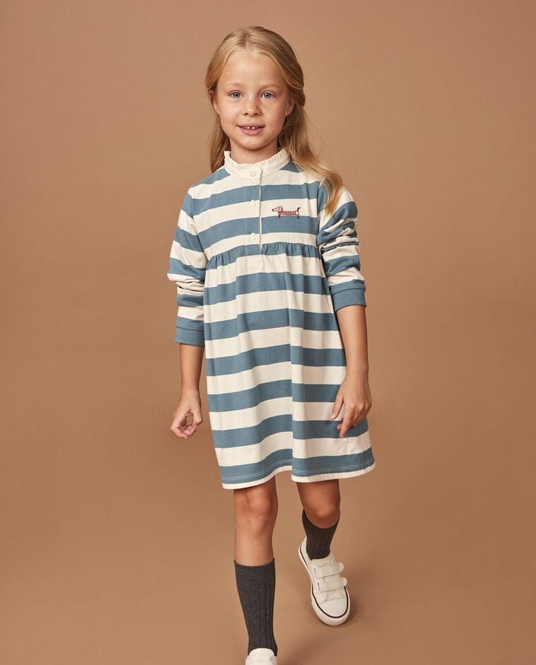 Vestido polo con bordado verde ni&ntilde;a
