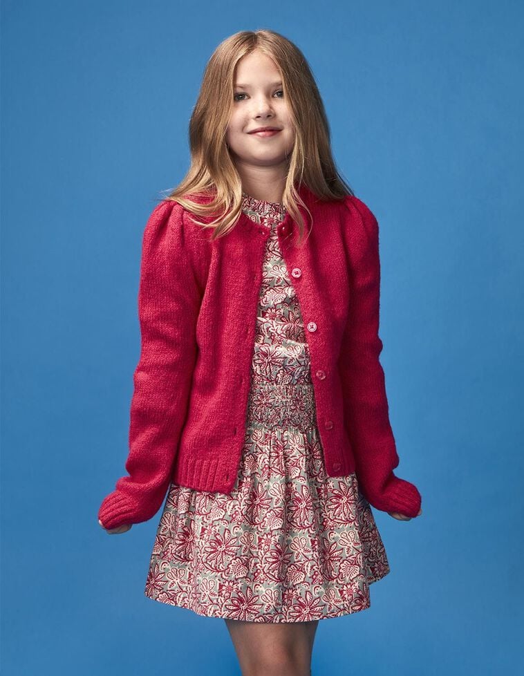 Chaqueta abullonada rosa con lana