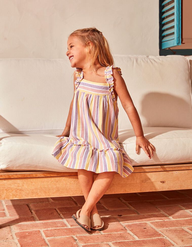 Vestido rayas rosa viejo
