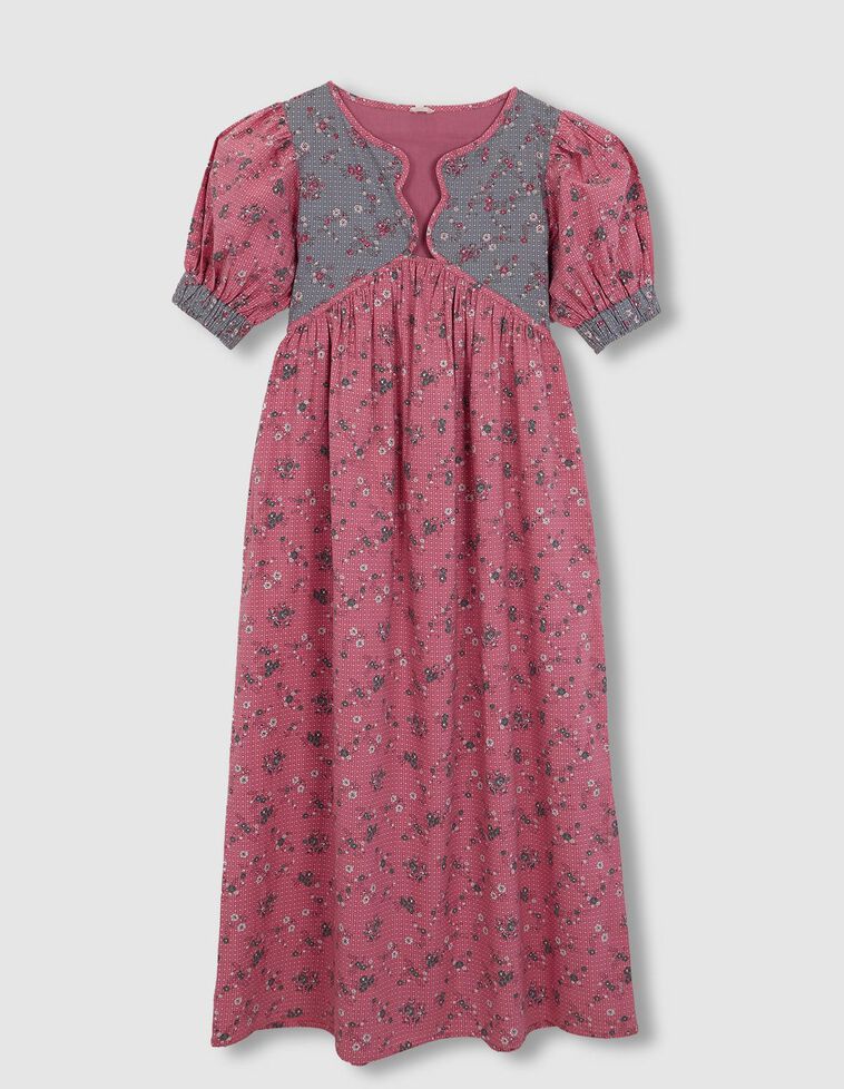 Vestido madre estampado de flores rosa