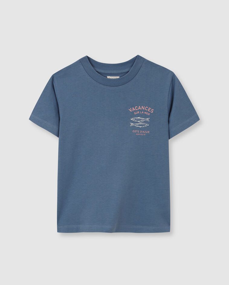 Camiseta con print azul