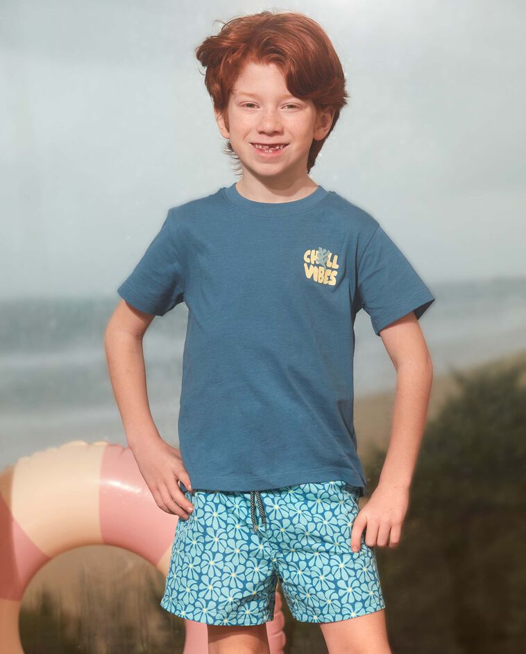 Ba&ntilde;ador estampado retro azul