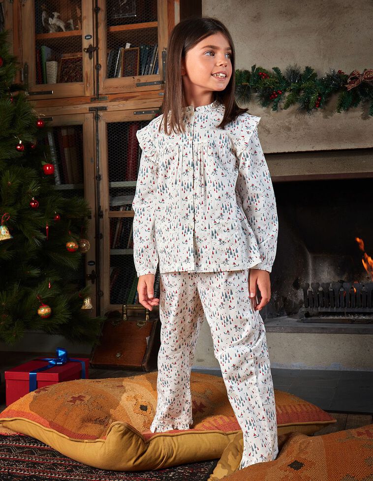Pijama Estampado Navidad Blanco Roto