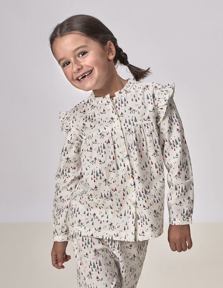 Pijama Estampado Navidad Blanco Roto