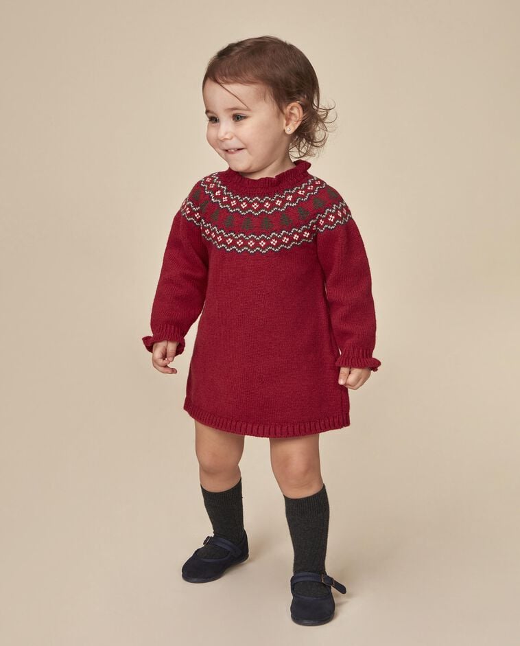 Vestido con greca rojo beb&eacute;