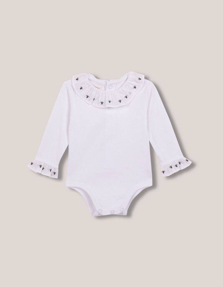Body manga larga con bordados blanco Body manga larga con bordados blanco