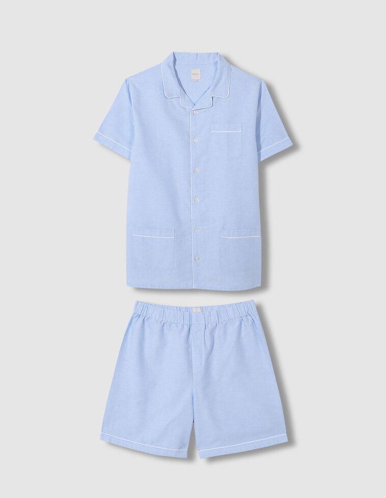 Pijama corto de Oxford azul