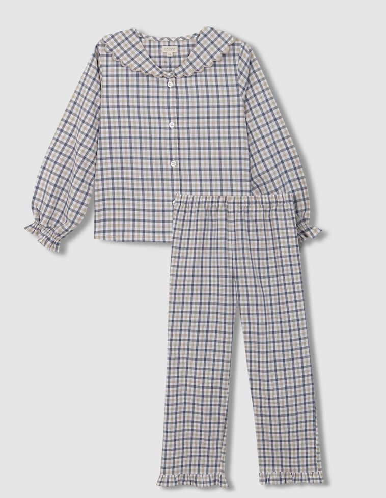 Pijama de cuadro vichy gris