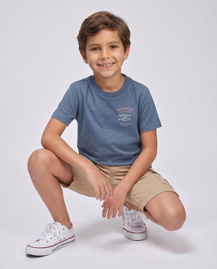 Camiseta con print azul