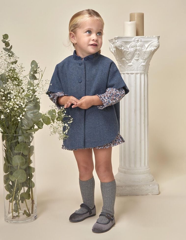 Capa de espiga con lana azul