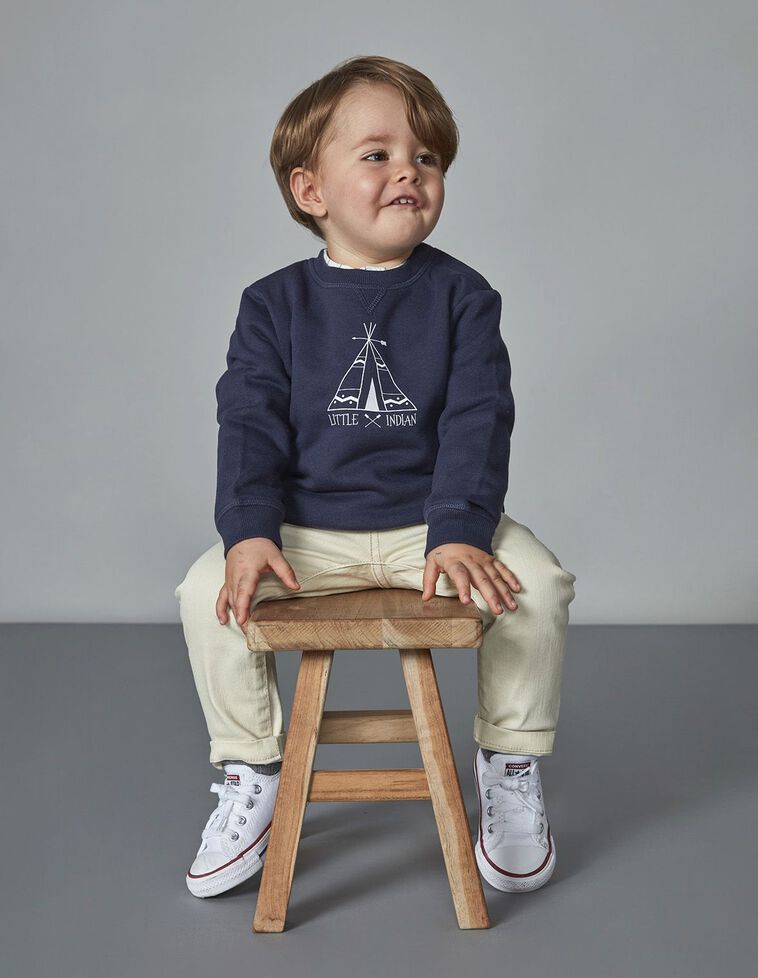 Sudadera Azul Con Estampado En Crudo Marino