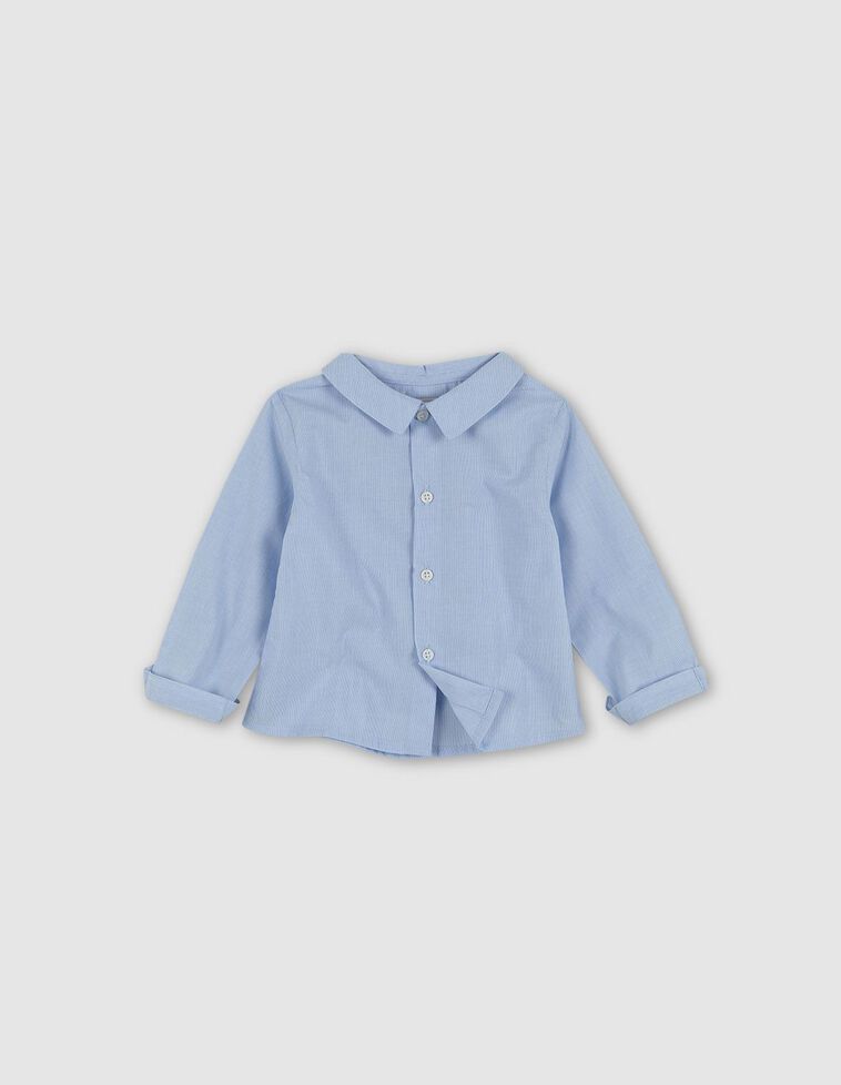 Camisa algodón mil rayas azul