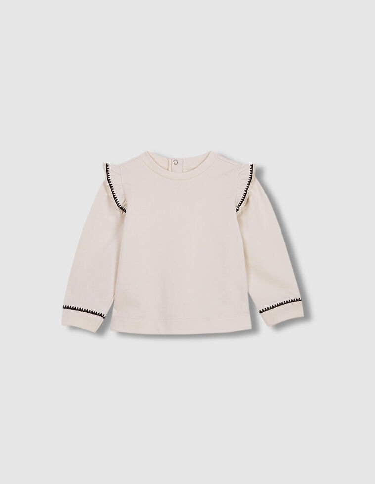 Sudadera Con Volantes En Sisa. Crudo