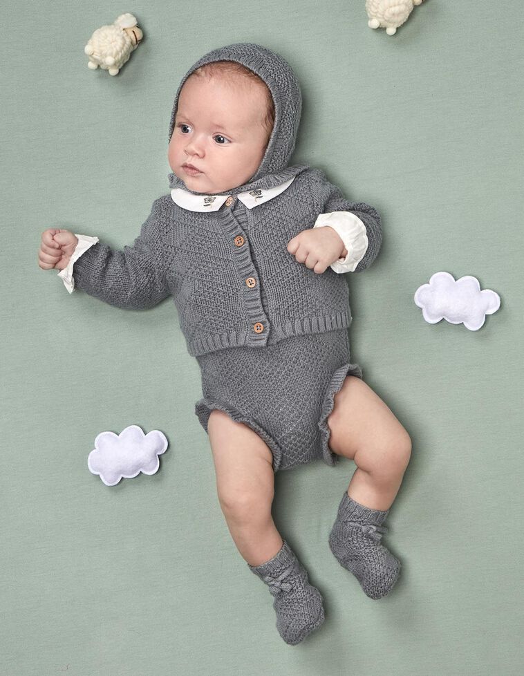 Chaqueta punto especial con lana azul claro Chaqueta punto especial con lana azul claro