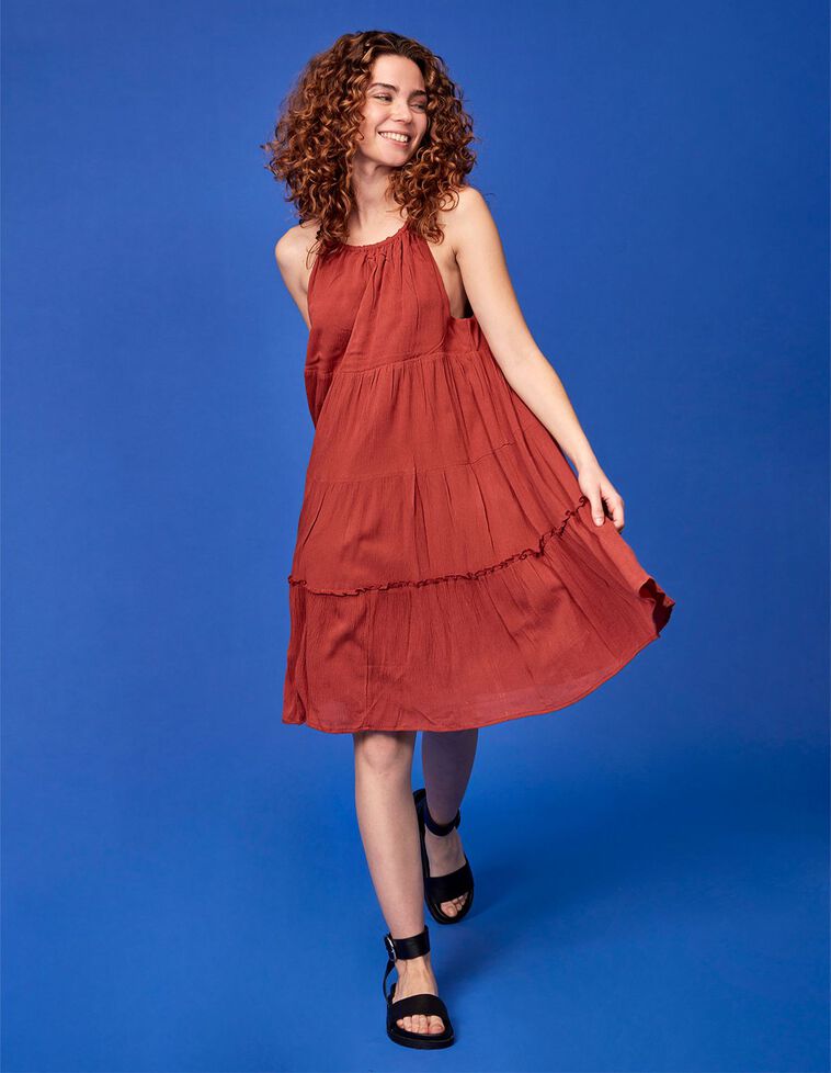 Vestido escote halter malva claro