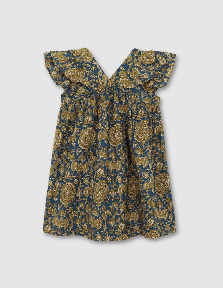 Vestido estampado escote pico verde