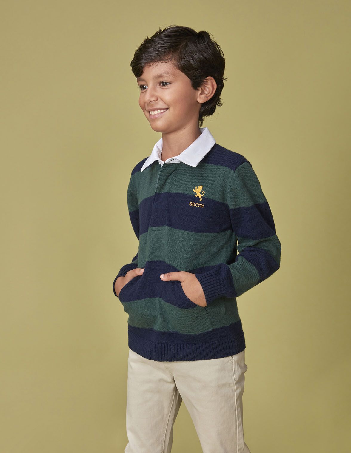 Jersey polo de rayas azul para nino infantil Gocco