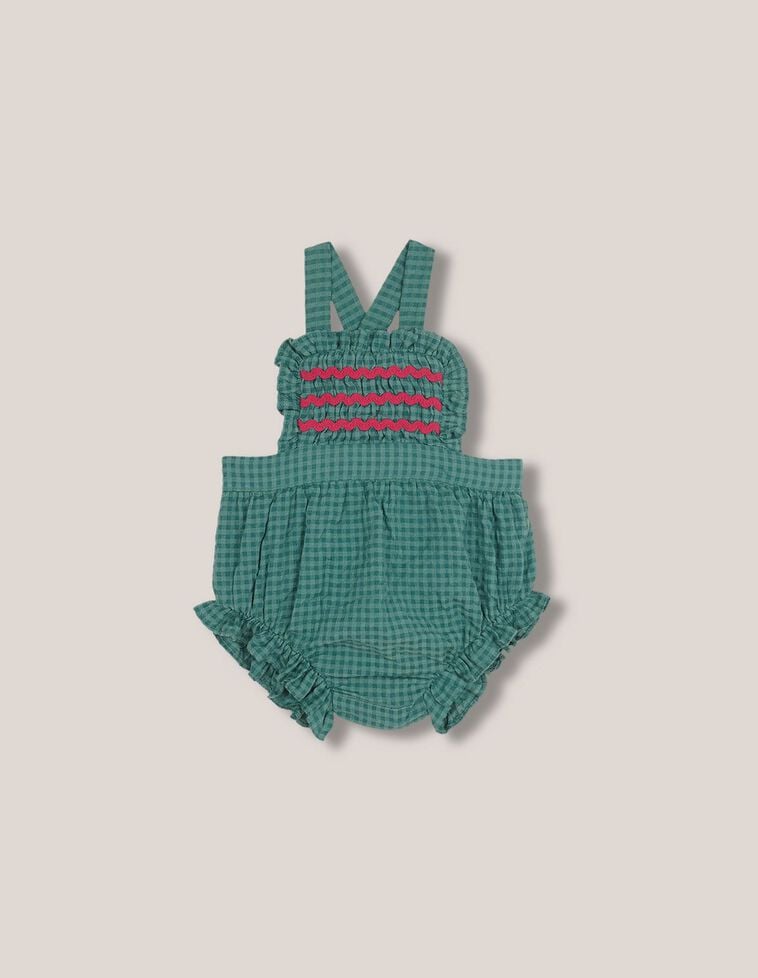Ranita cuadro vichy con smock verde