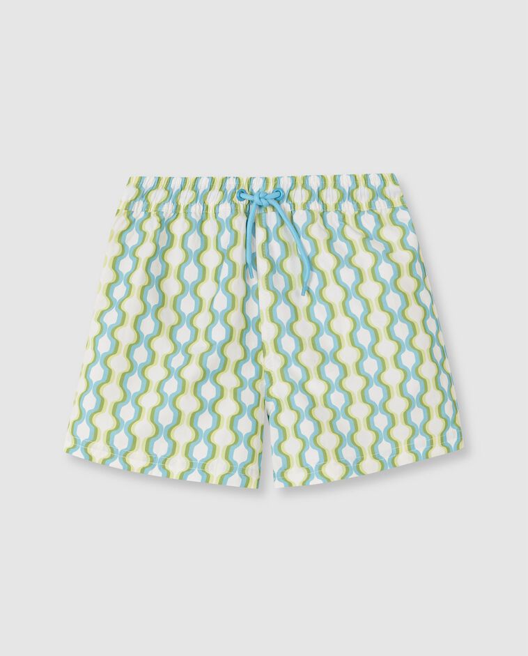 Ba&ntilde;ador estampado geom&eacute;trico azul verdoso