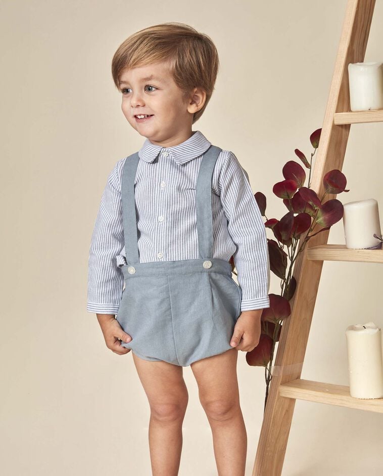 Camisa lino de rayas azul