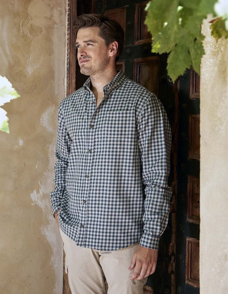 Camisa de cuadro vichy de padre azul