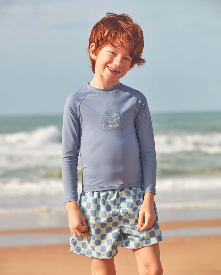 Camiseta protecci&oacute;n solar retro flower azul