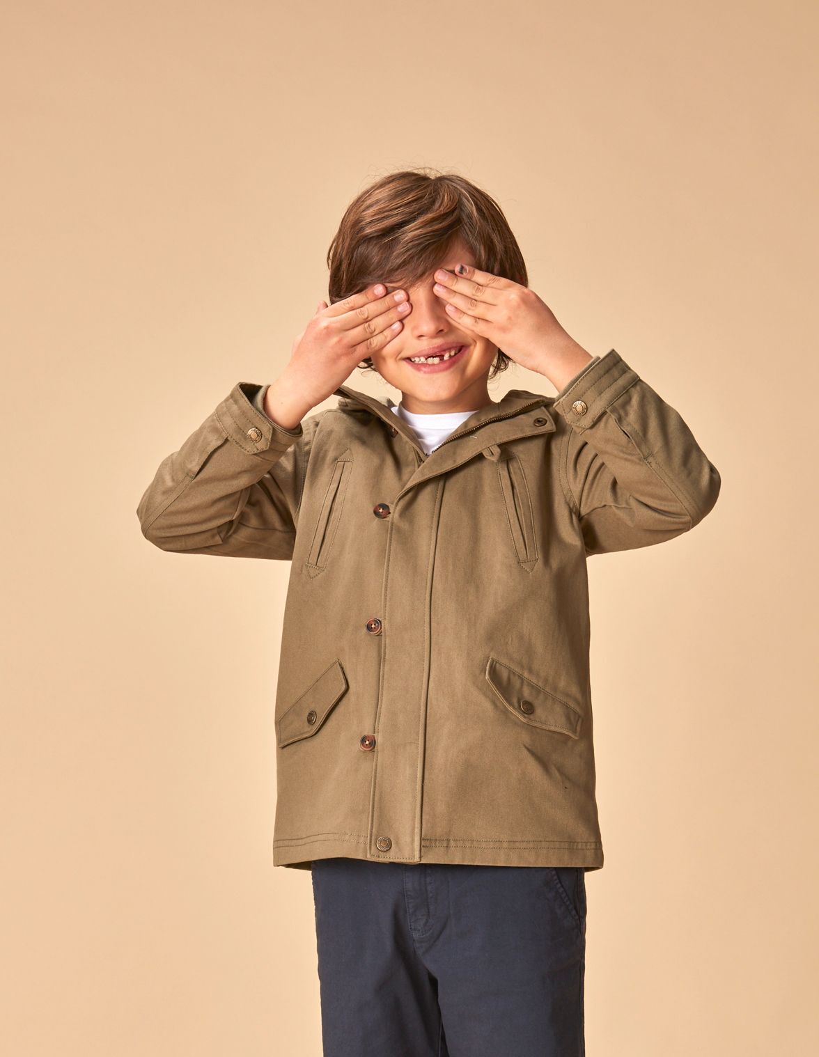 Parka kaki capucha de nino Gocco