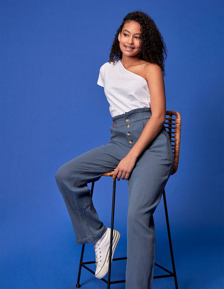 Pantalón de bambula azul medios