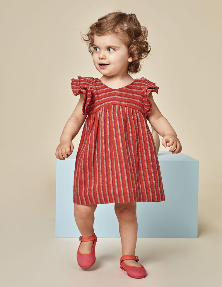 Vestido de rayas naranja con lurex
