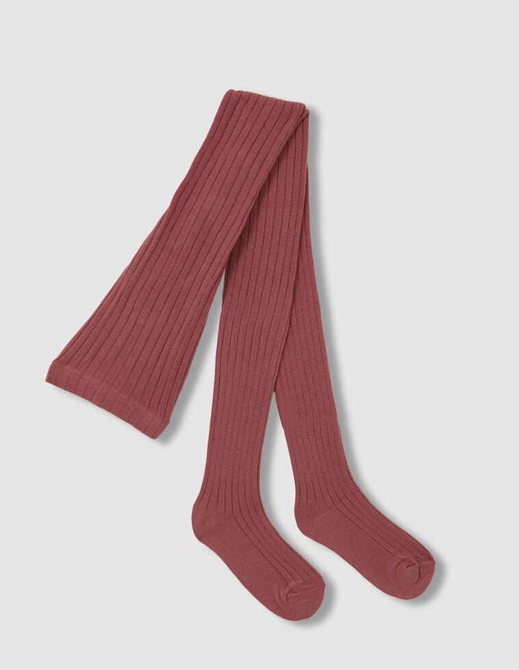 Leotardos básicos de canalé rosa