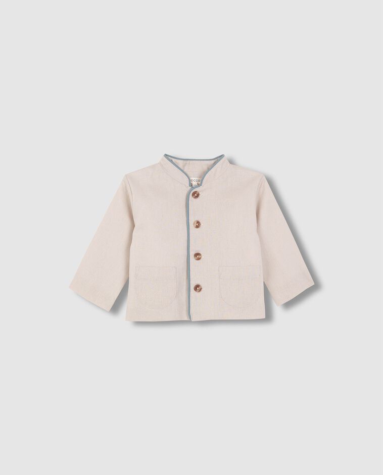 Chaqueta de lino piedra