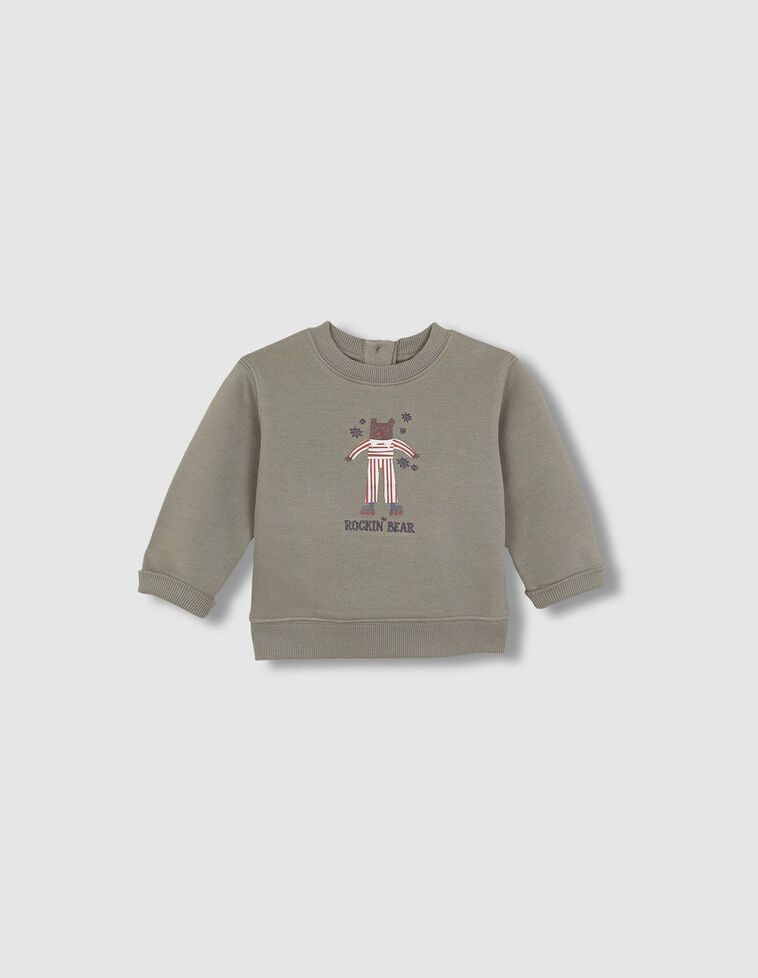 Sudadera con print oso verde