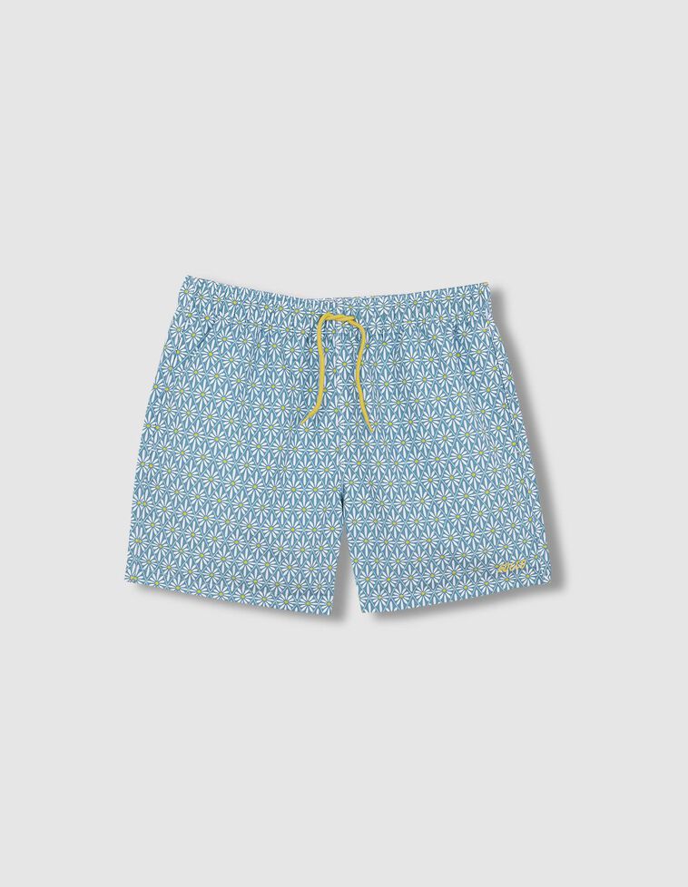 Bañador padre estampado flor geométrica azul claro
