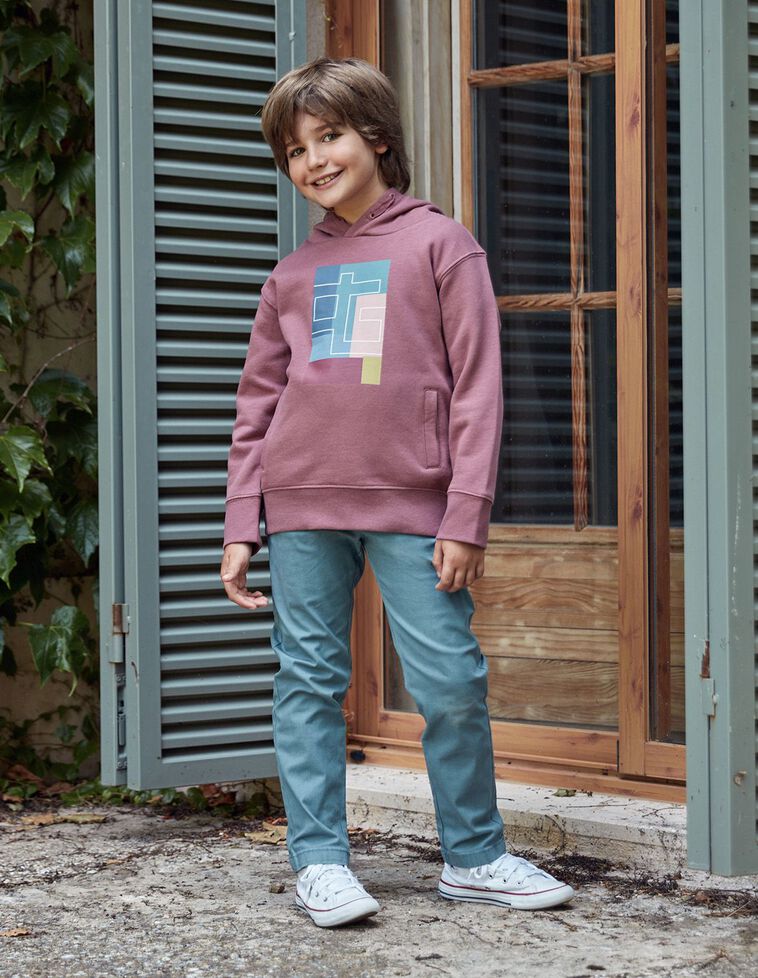 Sudadera Capucha Con Print  Rosa Oscuro