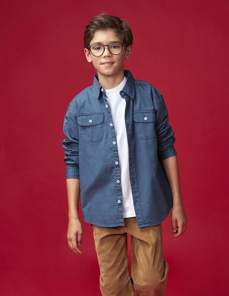 Camisa bolsillos azul