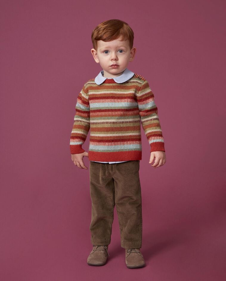 Jersey con motivos de jacquard y canal&eacute; naranja beb&eacute;