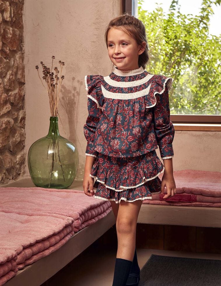 Vestido estampado de flores con volantes verde Vestido estampado de flores con volantes verde